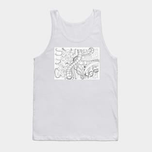 Illustration hand draw with science theme greyscale monochrome Tank Top